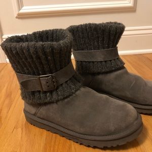 Ugg Women Grey Boots Sweater Ankle size 10